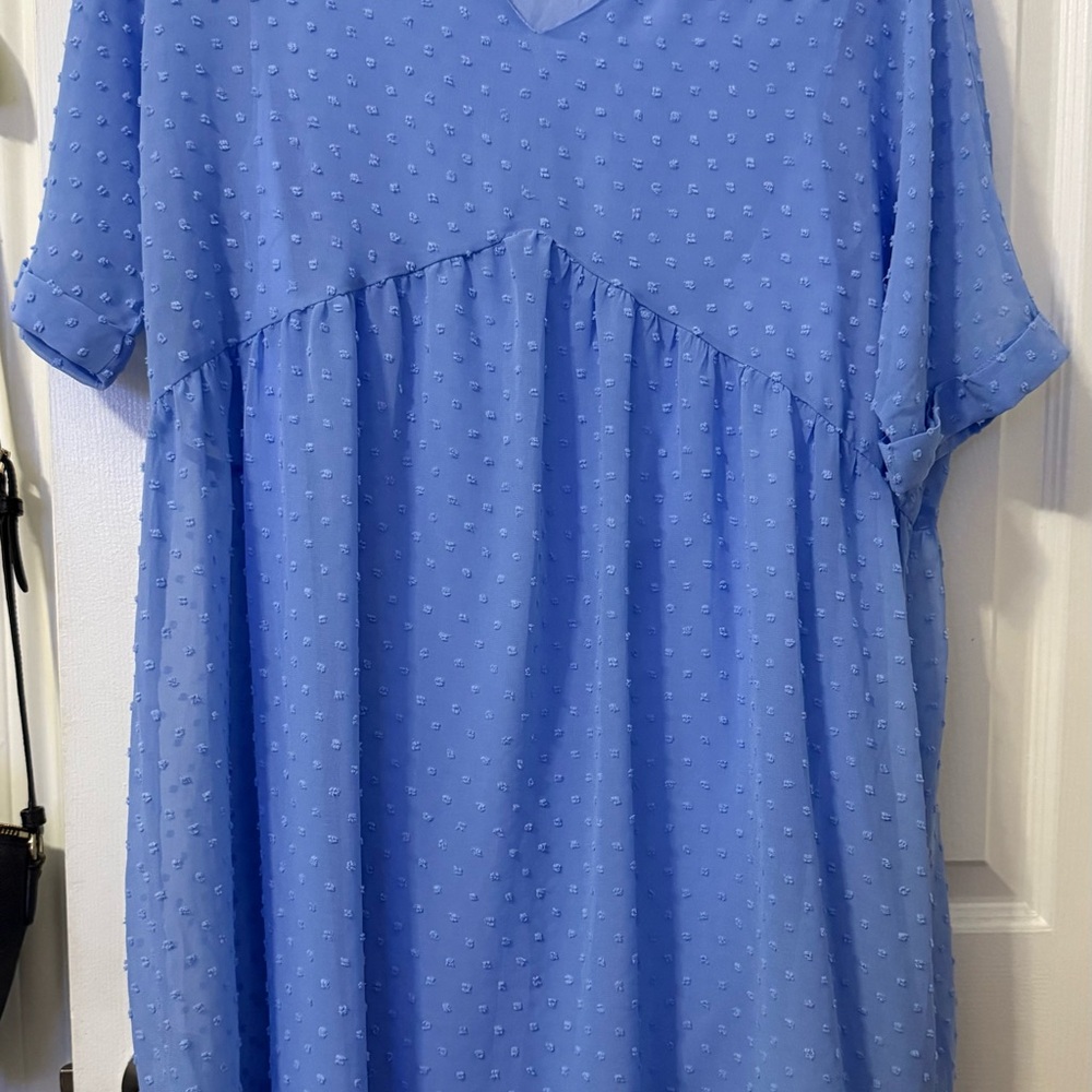 Zenana Outfitters Textured Sky Blue Mini Dress